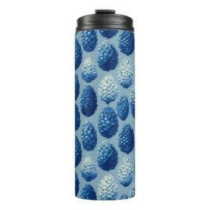 Garrafa Térmica Padrão Blue Winter Pine Cone