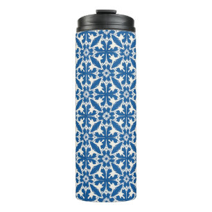 Garrafa Térmica Padrão Boho em Azul – Elegante e Ousado