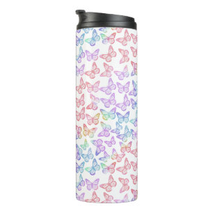 Garrafa Térmica Padrão bonito de Borboleta de Pastel Girly Iridesc