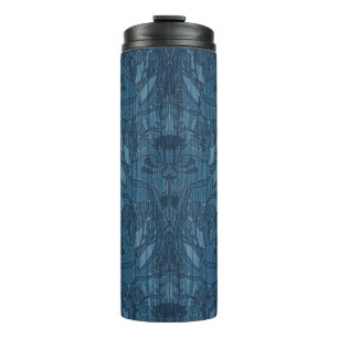 Garrafa Térmica Padrão Botânico Chic Azul Art Nouveau Íris