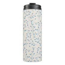 Padrão Botânico Delicado Azul Claro e Creme