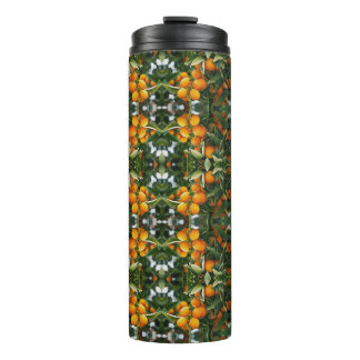 Garrafa Térmica Padrão Botânico Verde de Laranja Cítrica Vintage