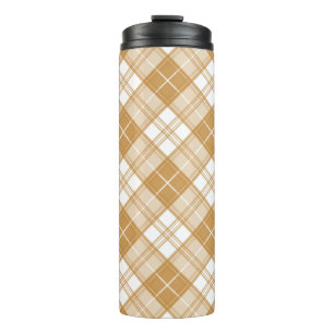 Garrafa Térmica Padrão Brown White Tartan yxm0uat9