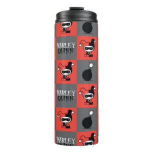 Garrafa Térmica Padrão Checker de Chibi Harley Quinn