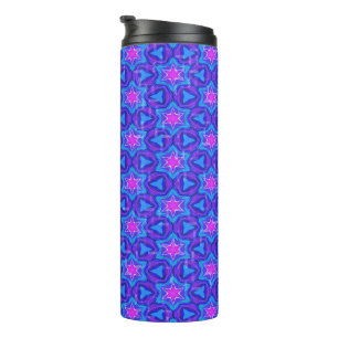 Garrafa Térmica Padrão colorido de azul brilhante e rosa quente