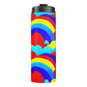 Garrafa Térmica Padrão Colorido de Nuvens do Arco-Íris