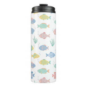 Garrafa Térmica Padrão Colorido de Peixes Tropicais Tulimet