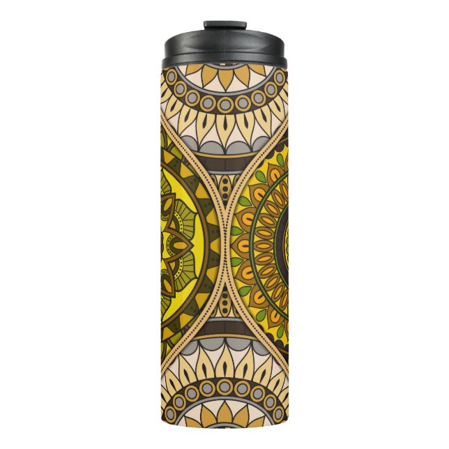 Garrafa Térmica Padrão com mandalas. Elementos decorativos venosos (Frente)