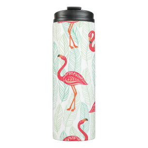 Garrafa Térmica Padrão com ornamentos flamingos cor-de-rosa em um