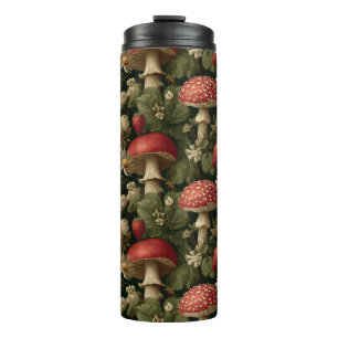 Garrafa Térmica Padrão contínuo com Fly Agaric Vermelho e Flores