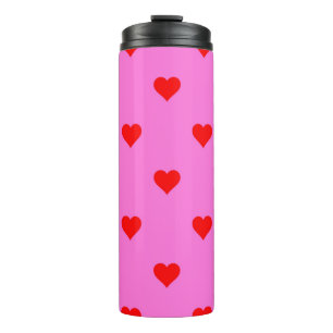 Garrafa Térmica Padrão Coração Simples, Vermelho Roxo