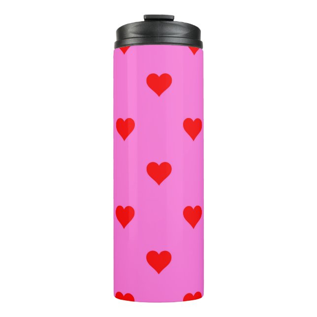 Garrafa Térmica Padrão Coração Simples, Vermelho Roxo (Frente)