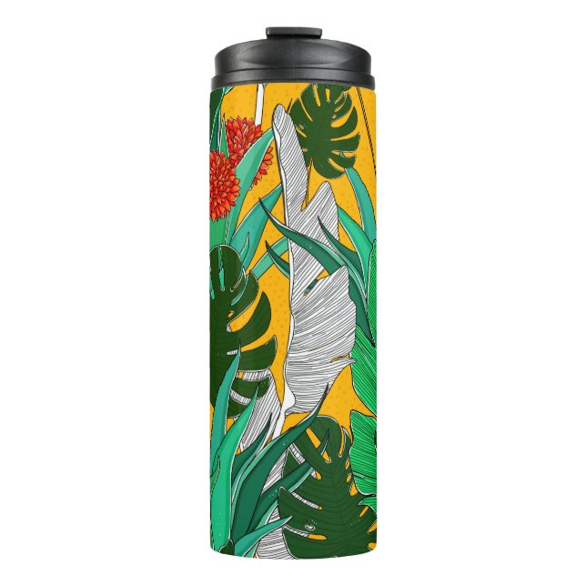 Garrafa Térmica Padrão da selva de verão com cores brilhantes. Sel (Frente)