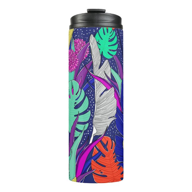 Garrafa Térmica Padrão da selva de verão com cores brilhantes. Sel (Frente)