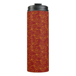 Garrafa Térmica padrão das folhas amarelas do outono em castanho