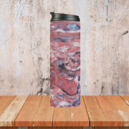 Garrafa Térmica Padrão de Abstrato de Pedra Mineral Vermelha