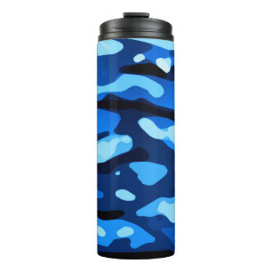 Garrafa Térmica Padrão de Abstrato do Trendy Blue Camo