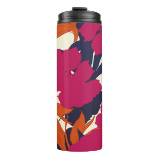 Garrafa Térmica padrão de abstrato elegância com fundo floral.