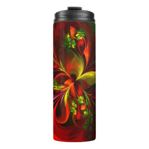 Garrafa Térmica Padrão de Abstrato Floral Verde Moderno #05