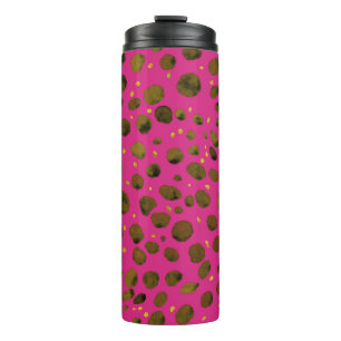 Garrafa Térmica Padrão de Aquarela com Pele de Chita Abstrato.