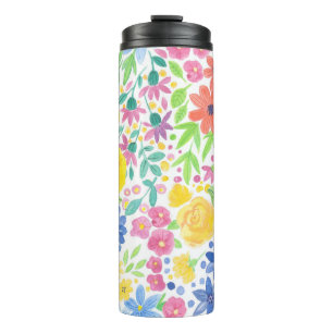 Garrafa Térmica Padrão de aquarela floral