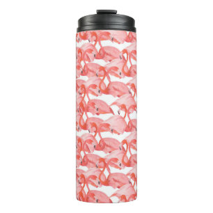 Garrafa Térmica Padrão de aquarela sem costura com flamingo peque