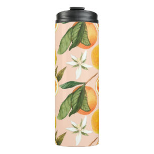 Garrafa Térmica Padrão de aquarelas sem costura com tangerinas