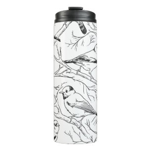 Garrafa Térmica Padrão de Arte de Linha de Aves Norte-Americanas M