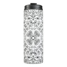 Padrão de Arte de Linha Preto e Branco Monocromáti