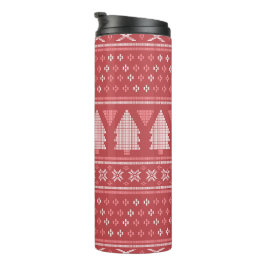 Garrafa Térmica Padrão de Árvore de Natal Blocky Moderno