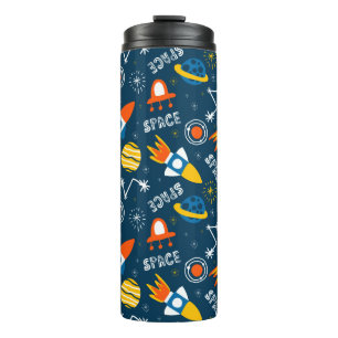 Garrafa Térmica Padrão de Aventuras Espaciais Coloridas Bonitas