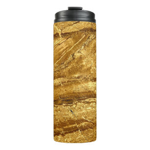 Garrafa Térmica Padrão de azulejos de ouro natural