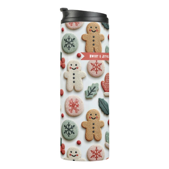 Garrafa Térmica Padrão de Biscoito de Natal Adorável (Rotação à direita)