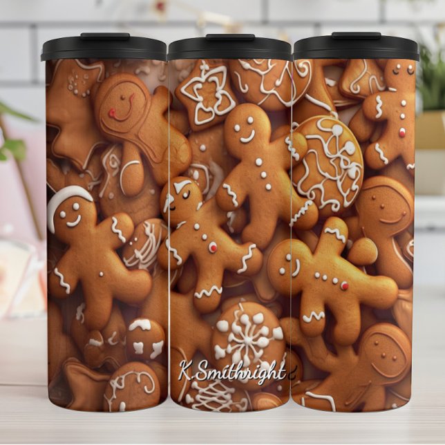 Garrafa Térmica Padrão de Biscoito Temperado de Gengibre (Criador carregado)