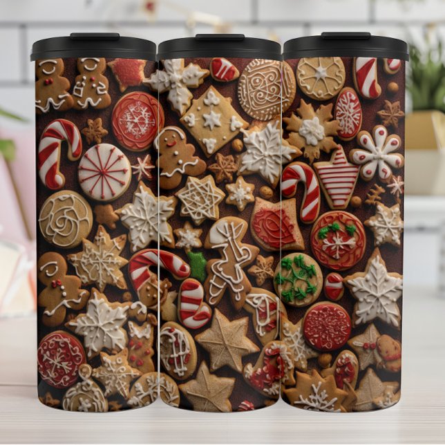 Garrafa Térmica Padrão de Biscoitos de Natal Sortidos (Criador carregado)