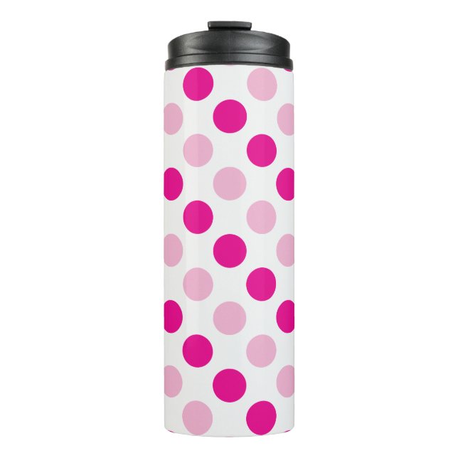 Garrafa Térmica Padrão de bolinhas rosa (Frente)