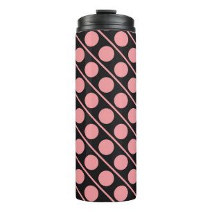 Garrafa Térmica Padrão de bolinhas rosa e preta