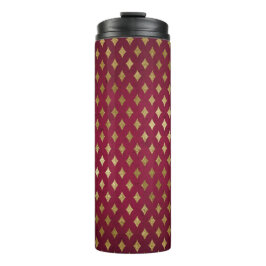 Garrafa Térmica Padrão de Borgonha e Diamante Dourado