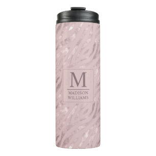 Garrafa Térmica Padrão de Brilho Dourado Rosa Pastel Bege Macio Pe