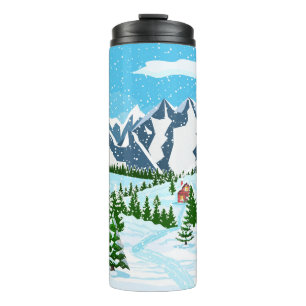 Garrafa Térmica Padrão de cacto de flor selvagem em estilo aquarel