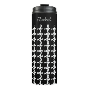 Garrafa Térmica Padrão de cadeia incrível, mínimo, preto e branco