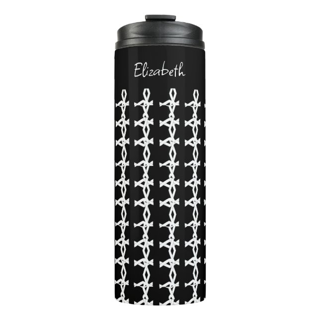 Garrafa Térmica Padrão de cadeia incrível, mínimo, preto e branco (Frente)