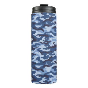 Garrafa Térmica Padrão de Camuflagem Azul Escuro