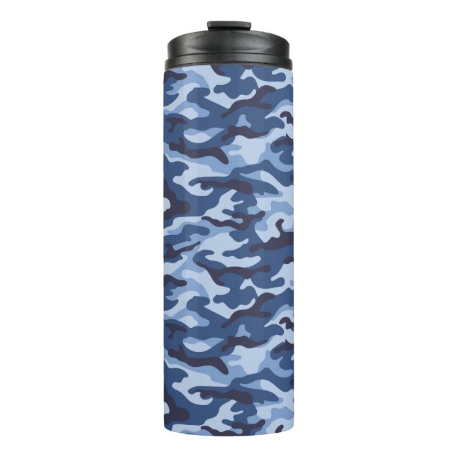 Garrafa Térmica Padrão de Camuflagem Azul Escuro (Frente)