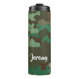 Garrafa Térmica Padrão de camuflagem de nome personalizado