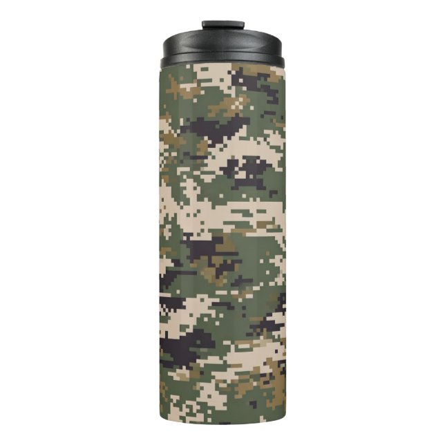 Garrafa Térmica Padrão de Camuflagem Digital Verde (Frente)