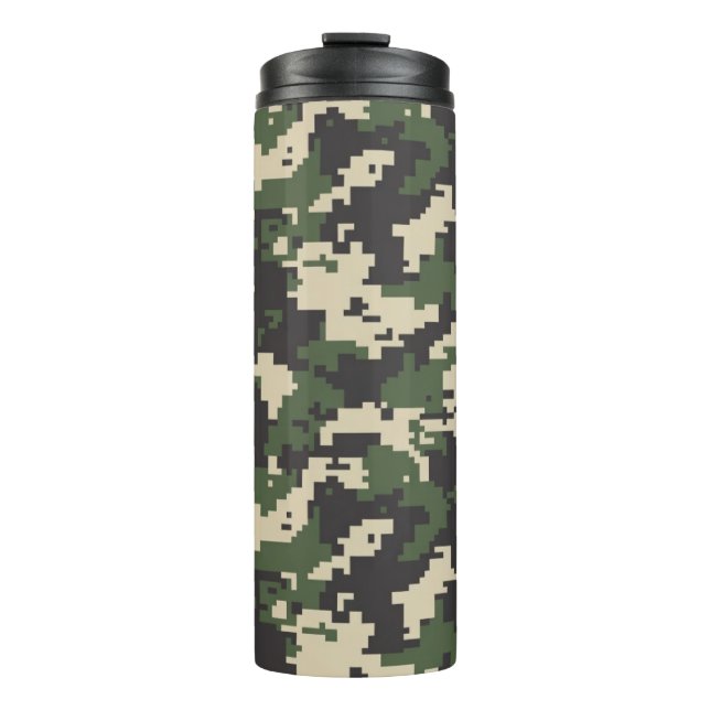 Garrafa Térmica Padrão de Camuflagem Digital Verde (Frente)