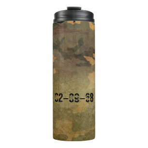 Garrafa Térmica Padrão de camuflagem verde vintage V2.0