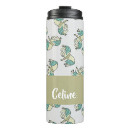 Garrafa Térmica Padrão de cavalos fofos de nome personalizado