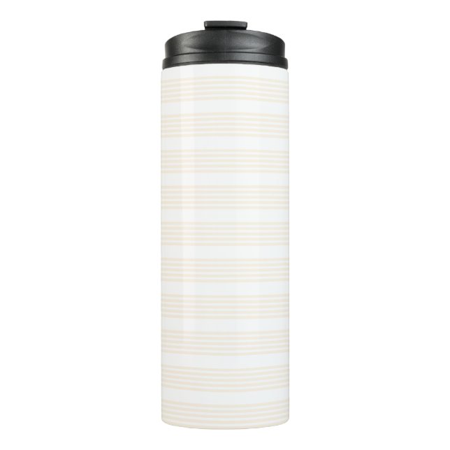 Garrafa Térmica Padrão de cinco faixas bege e branco (Frente)